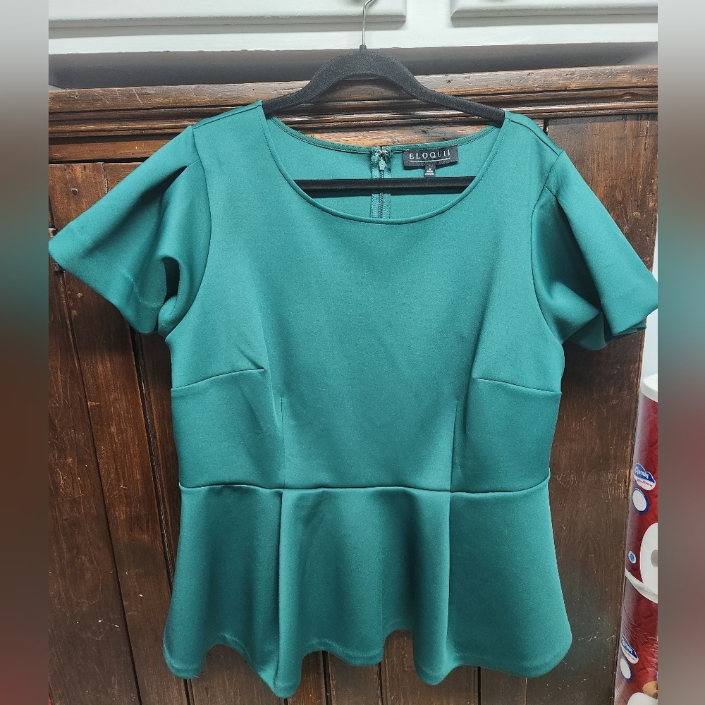 Eloquii Green Dress Top Fit and Flare Size 18